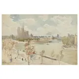 View of Notre Dame by Florence Vincent Robinson, Watercolor on paper, sold Dec 2022