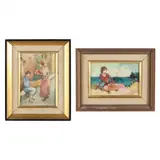 Two Figural Paintings by Edna Gass, The first an oil on board, sold Dec 2022