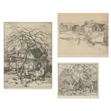 Three Scenic Etchings by Abbo Ostrowsky, Etchings, sold Dec 2022