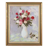Still Life with Roses by Anton Vorauer, Oil on canvas, sold Dec 2022