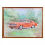 Portrait of a Red Mustang Fastback by Chip Holton, Oil on canvas, sold Dec 2022