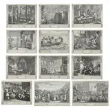 Industry and Idleness (Complete Suite of 12) by William Hogarth, Each an etching and engraving, sold Dec 2022