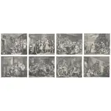 A Rake's Progress (Complete Suite of 8) by William Hogarth, Each an etching and engraving on laid paper, sold Dec 2022