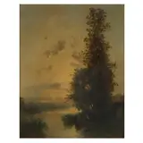 Fishing at Sunset by Constant Troyon, Oil on cradled panel, sold Dec 2022