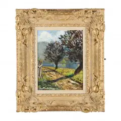 Landscape with Tree-Lined Road by Paul-Émile Pissarro, Oil on board, sold Dec 2022