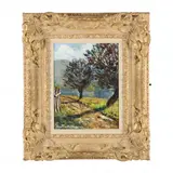 Landscape with Tree-Lined Road by Paul-Émile Pissarro, Oil on board, sold Dec 2022