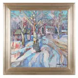 Piedmont Farmhouse by James P. Kerr, Oil on canvas, sold Dec 2022