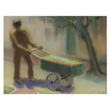 She Crab Vendor by Josephine Sibley Couper, Pastel on paper, sold Dec 2022