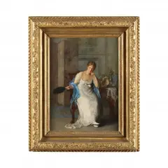 Old Fashioned Dress by Susan Macdowell Eakins, Oil on canvas laid on board, sold Dec 2022