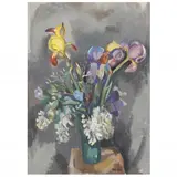 Still Life with Irises (a double-sided work) by Joseph Bakos, Watercolor on paper, sold Dec 2022