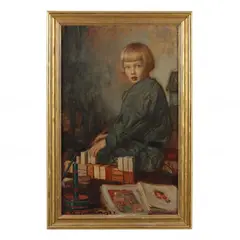 Portrait of a Child with Building Blocks by Sigismund Ivanowski, Oil on canvas, sold Dec 2022