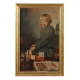 Portrait of a Child with Building Blocks by Sigismund Ivanowski, Oil on canvas, sold Dec 2022
