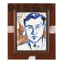 Untitled (Diego) by Julian Schnabel, Oil on canvasboard, sold Dec 2022