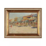 Seaside Cafe by Ethel Blanchard Collver, Oil on canvasboard, sold Nov 2022