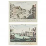 Two Unusual Antique Optic Views of Boston, Massachusetts by Franz Xaver Habermann, Hand-colored engravings on laid paper, sold Nov 2022