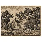 Blue Valley Farm, Kansas by Birger Sandzén, Linocut, sold Nov 2022