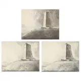 Three Preparatory Proofs with Drawn Additions for Wright Brothers' Memorial, Kitty Hawk, North Carolina by Louis Orr, Etchings with graphite and white heightening, sold Nov 2022