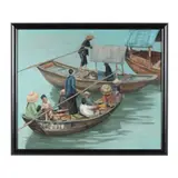 River Scene with Sampans and Figures by Philip Moose, Oil on canvas, sold Nov 2022