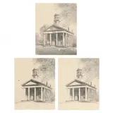 Three Preparatory Proofs With Hand-Drawn Additions for Orange County Court House, Hillsborough, North Carolina by Louis Orr, Each an etching, sold Nov 2022