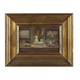 Still Life with Ceramics and Paintings by Yvonne Tastemain, Oil on board, sold Nov 2022