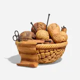 Knitting Basket #5 by Michelle Holzapfel, 1986, maple, walnut, ebony, sold Jan 2026