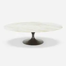 Coffee table, model 167M by Eero Saarinen, 1957, marble, enameled steel, sold Jul 2022
