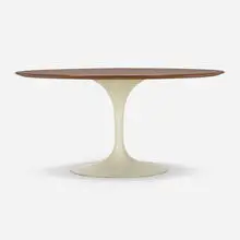 Dining table, model 174W by Eero Saarinen, 1957, enameled steel, walnut veneer, sold Jul 2022