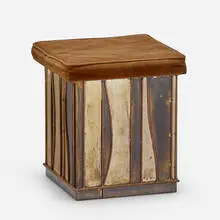 Stool by C. Jeré, c.1975, brass, upholstery, wood, sold Jul 2022