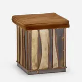 Stool by C. Jeré, c.1975, brass, upholstery, wood, sold Jul 2022