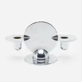 Disc candlestick, model #24005 by Ruth Gerth, c. 1930, chrome-plated brass, sold Jul 2022