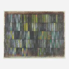 Untitled (Monotype) by Harry Bertoia, c. 1945, wooden blocks pressed in printer's ink and stamped on rice paper, sold Jul 2022