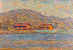 The Blue Boat by Granville Redmond, oil on board, sold Aug 2025
