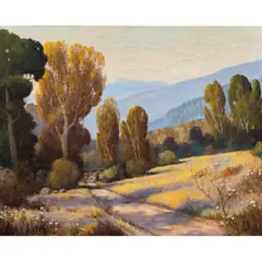 Untitled (Path through a Mountain Landscape) by Roger Scott, oil on canvas, sold Aug 2025