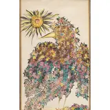 Untitled (Flower Bird) by Marcia Gaiter, watercolor, sold Aug 2025