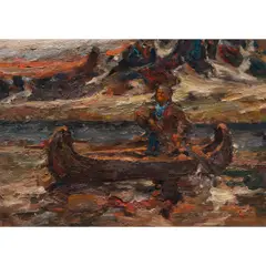 Native American by Dean Colichidas, oil on board, sold Aug 2025