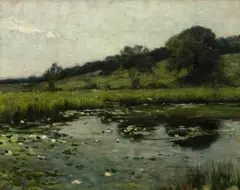 Untitled (Summer Reflections) by Edward Mitchell Bannister, 1893, oil on canvas, sold Aug 2025