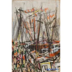 Blessing of the Fleet" (study) by Sol Wilson, pastel on paper, sold Aug 2025