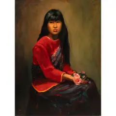 Oriental Girl in Red by Alan McCorkle, 1959, oil on canvas, sold Aug 2025