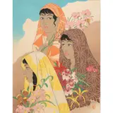 Retour de la Jungle by Paul Jacoulet, woodcut in colors, sold Aug 2025