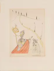 L'Amour Sacre de Gala" [The Sacred Love of Gala] by Salvador Dalí, 1974, Drypoint and Etching with Pochoir, sold Sep 2026