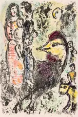 La Famille au Coq" [The Family with a Rooster] by Marc Chagall, 1969, Lithograph in Colors, sold Oct 2026