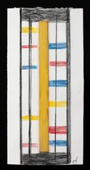 Untitled (Third Theme) by Burgoyne Diller, Crayon on Paper with Yellow Painted Wood Collage Element, sold Oct 2026