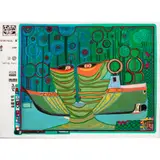 Columbus Rainy Day in India by Freidensreich Hundertwasser, 1971, silkscreen in colors, sold Aug 2025