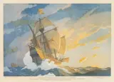 Beyond Uncharted Seas by National Geographic, Vintage 1928 print titled Beyond Uncharted Seas: Columbus Fi, sold Oct 2025