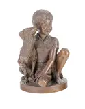 Boy with Dog by Charles Parks, 1974, bronze sculpture, sold Aug 2025