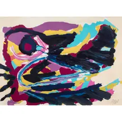Untitled by Karel Appel, lithograph in colors, sold Aug 2025