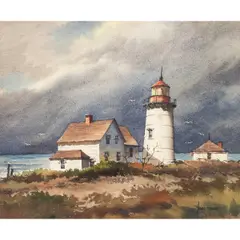 Untitled (Lighthouse) by John Cuthbert Hare, watercolor, sold Sep 2025