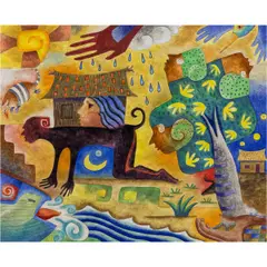 Untitled by Alfredo Canseco, gouache on papel maguey (agave paper), sold Sep 2025