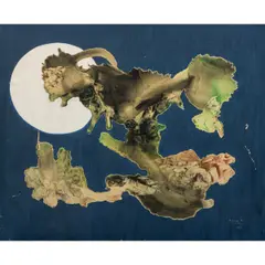 Untitled (Abstract with Moon) by August Puig, 1953, oil on canvas, sold Sep 2025
