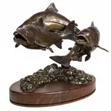 Chums by Jeff Oens, 1997, bronze sculpture on wood base, sold Sep 2025